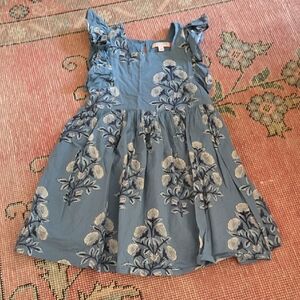 Pink Chicken Blue Floral Kids Dress